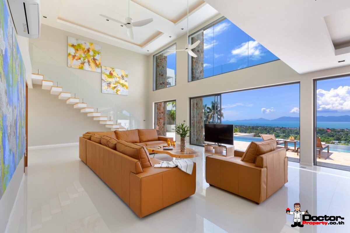 New 4 Bedroom Villa with Sea View in Bo Phut Hills, Koh Samui - For Sale